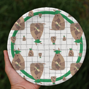 Texas College Graduate Armadillo - Eagle Green Paper Plate