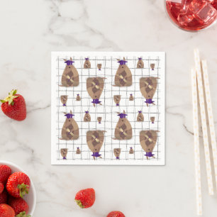 Texas College Graduate Armadillo - Purple & Grey Napkin