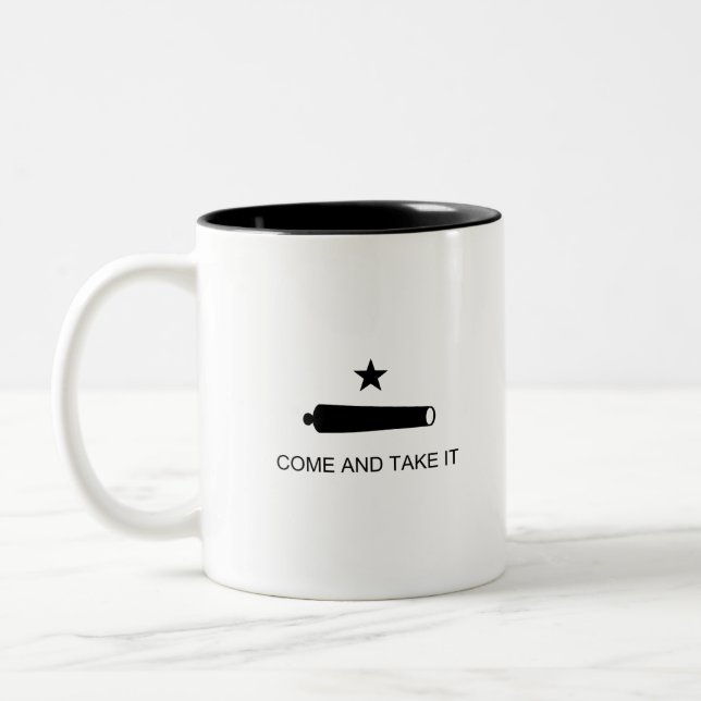 Texas Come and Take It Flag Two-Tone Coffee Mug (Left)