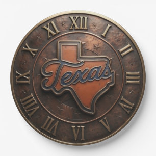 Texas Copper Medallion State Map Paper Plate