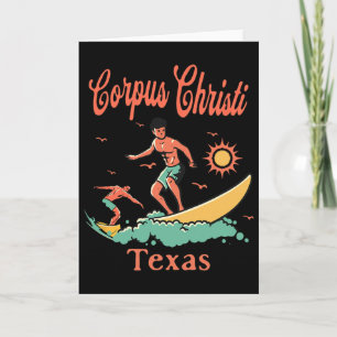 Texas Corpus Christi Tx Surfer Surfing Fishing Pie Card