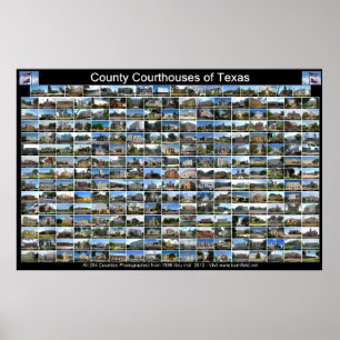 Texas County Courthouses Poster (black horizontal)
