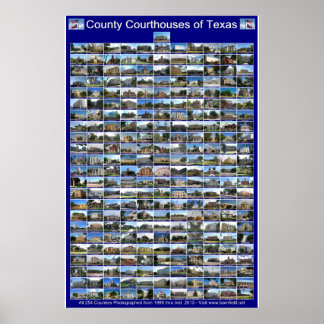 Texas County Courthouses Poster (Blue vertical)