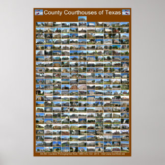 Texas County Courthouses Poster (brown vertical)