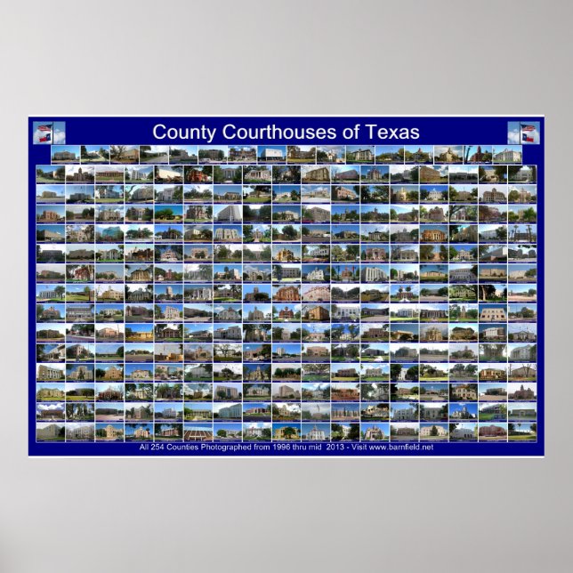 Texas Courthouses Poster (blue horizontal) (Front)
