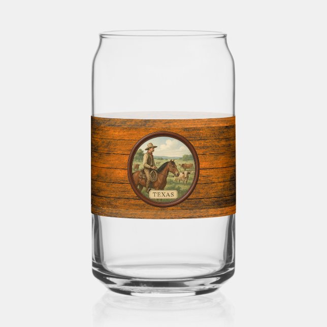 Texas Cowboy Can Glass (Front)
