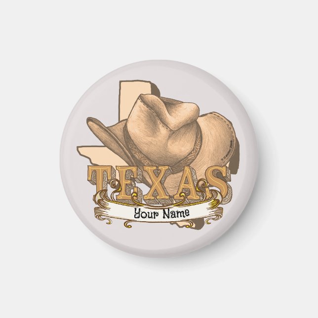 Texas Cowboy custom name Magnet (Front)