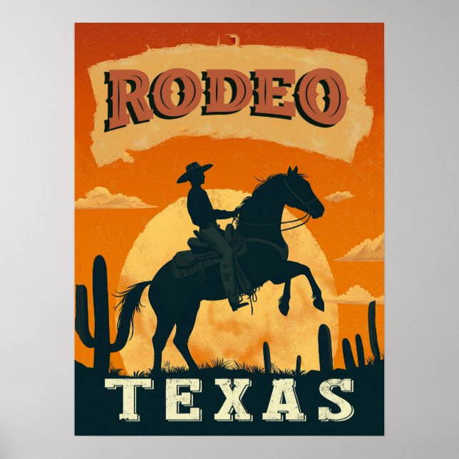 Texas Cowboy Rodeo Vintage  Poster (Front)