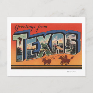 Texas (Cowboy Roping Bull)Large Letter Scenes Postcard