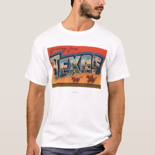 Texas (Cowboy Roping Bull)Large Letter Scenes T-Shirt