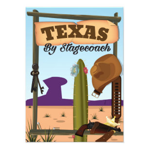 Texas cowboy vacation cartoon photo print