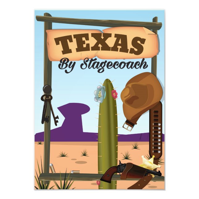 Texas cowboy vacation cartoon photo print (Front)