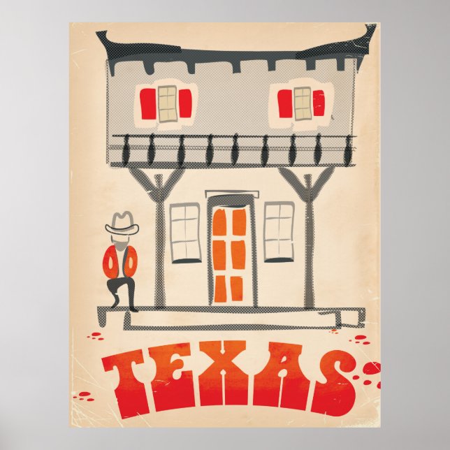 Texas Cowboy Vintage Style travel poster (Front)