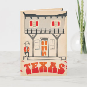 Texas Cowboy Vintage Style travel poster Holiday Card