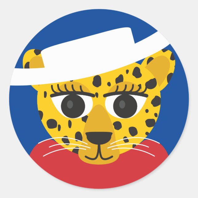 Texas cowgirl cowboy cheetah classic round sticker (Front)