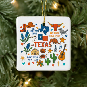 Texas Custom Family Trip Christmas Ceramic Ornament