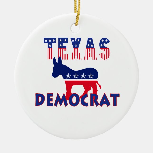 Texas Democrat Ceramic Tree Decoration (Front)