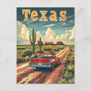 Texas Desert Vintage Car Postcard