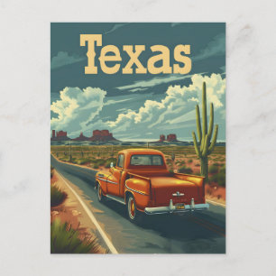 Texas Desert Vintage Car Postcard