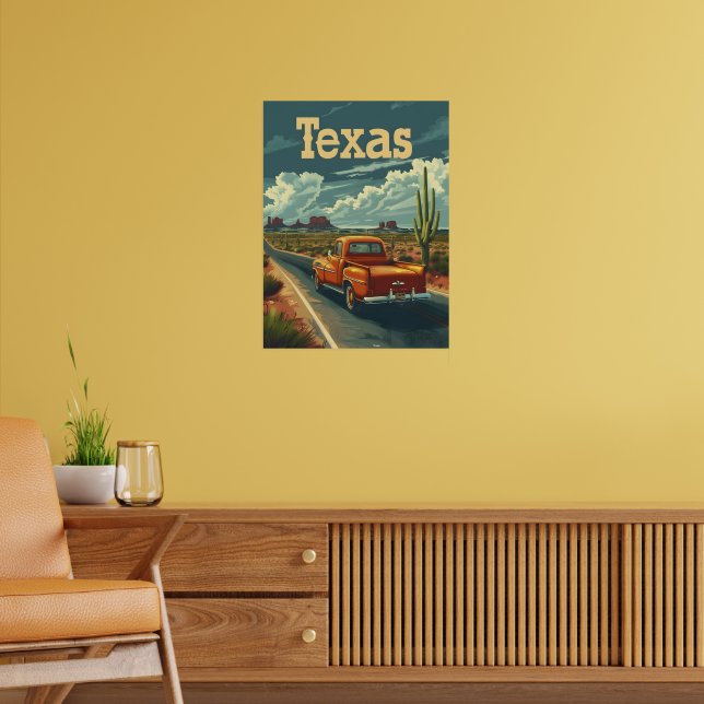 Texas Desert Vintage Car Poster (Living Room 2)