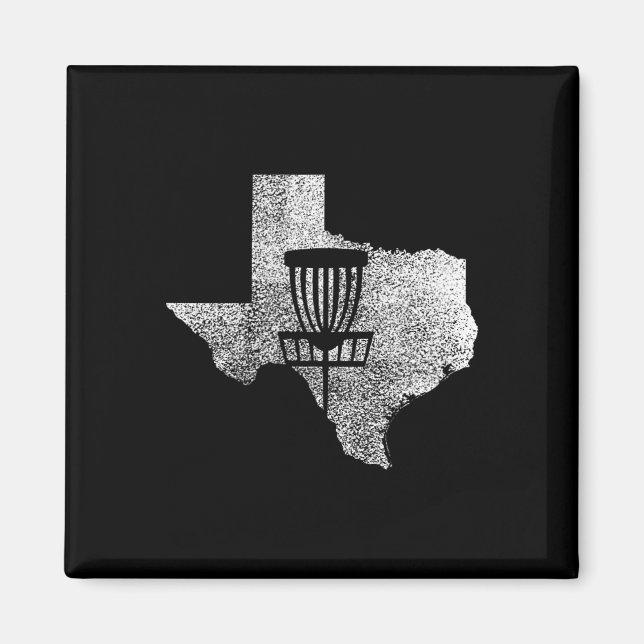 Texas Disc Golf State With Sket Distressed Graphic Magnet (Front)
