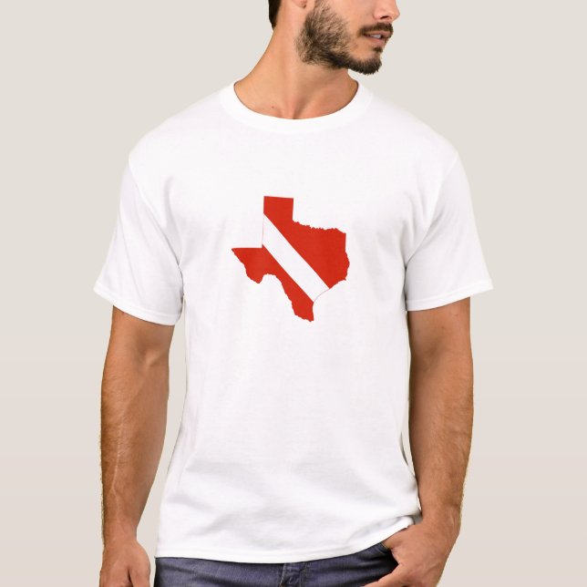 Texas Diver Texan Lone Star Scuba Diving Red Flag T-Shirt (Front)