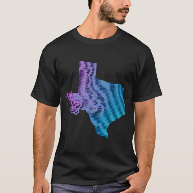 Texas Division  Elevation Map of Texas Topography T-Shirt (Front)