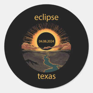 Texas Eclipse April 8 2024 04.08.2024 Texas Solar Classic Round Sticker