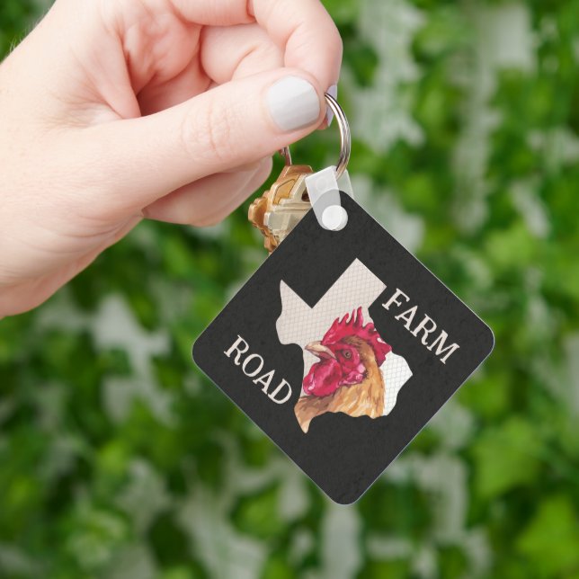Texas Farm Road Chicken Key Ring (Hand)