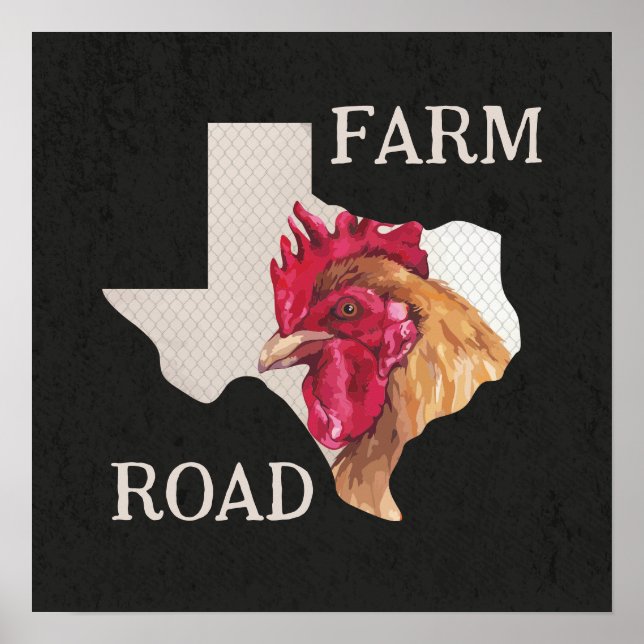 Texas Farm Road Chicken Poster (Front)