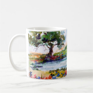 Texas Field Bluebonnets & Longhorn Watercolors Coffee Mug