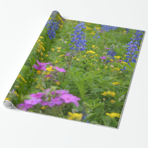 Texas field of wild flowers and bluebonnets. wrapping paper