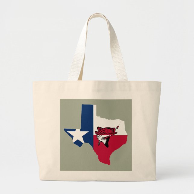 Texas Fishing Large Tote Bag (Front)