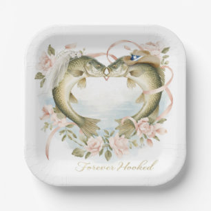 Texas fishing lovers Wedding Watercolor Paper Plate