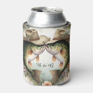 Texas Fishing Wedding Can Cooler
