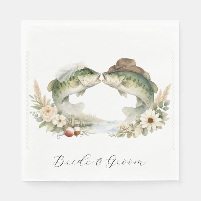 Texas Fishing Wedding  Napkin (Front)