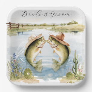 Texas Fishing Wedding Paper Plate