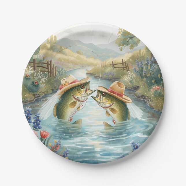 Texas Fishing Wedding  Paper Plate (Front)