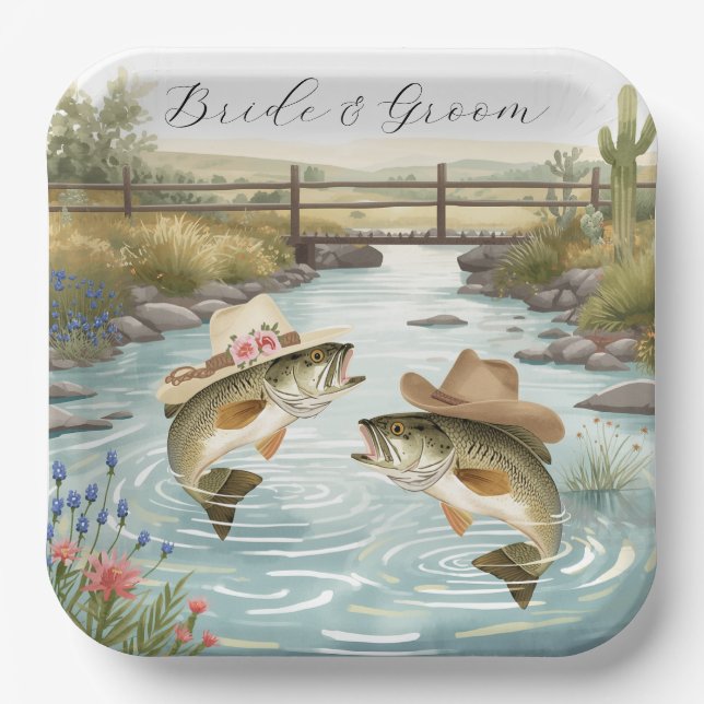 Texas Fishing Wedding  Paper Plate (Front)