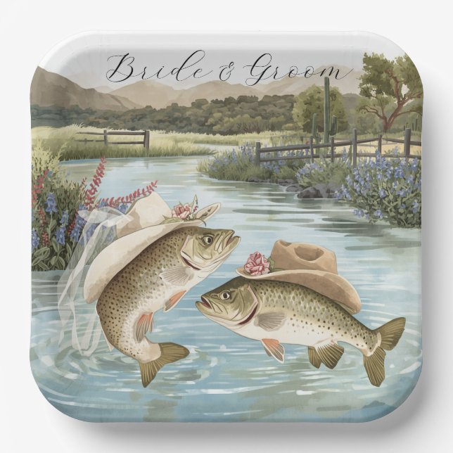 Texas Fishing Wedding  Paper Plate (Front)