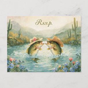 Texas Fishing Wedding R.S.V.P. response Postcard