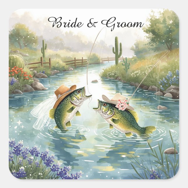 Texas Fishing Wedding  Square Sticker (Front)
