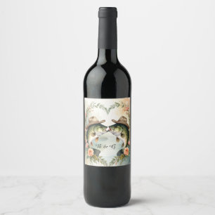 Texas Fishing Wedding Wine Label