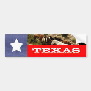 Texas Flag and Horses Bumper Sticker