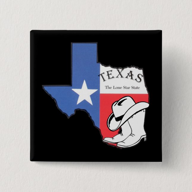 Texas: Flag and Silhouette of Texas 15 Cm Square Badge (Front)