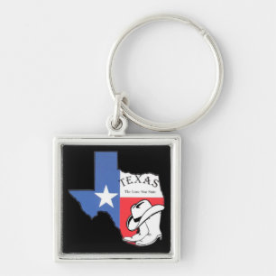 Texas: Flag and Silhouette of Texas Key Ring