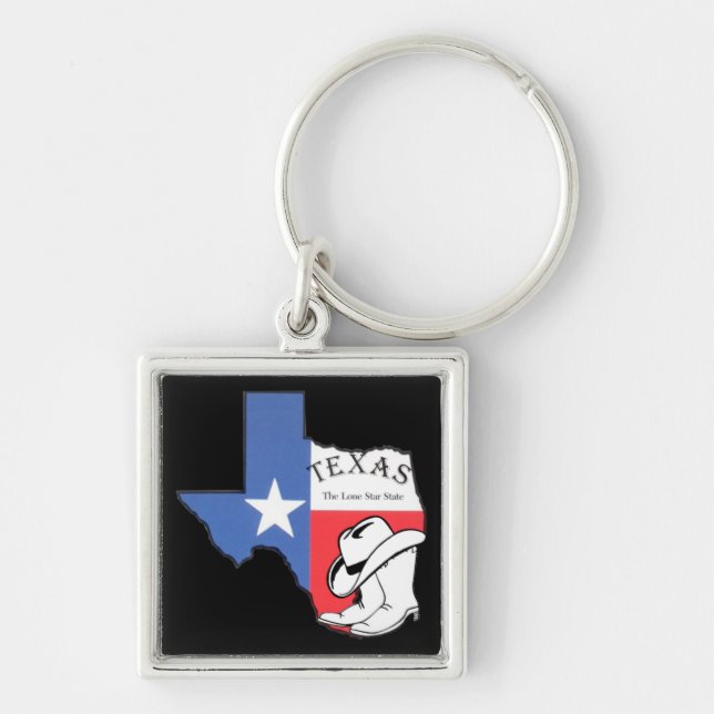 Texas: Flag and Silhouette of Texas Key Ring (Front)