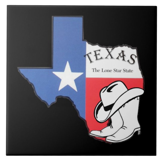 Texas: Flag and Silhouette of Texas Tile (Front)