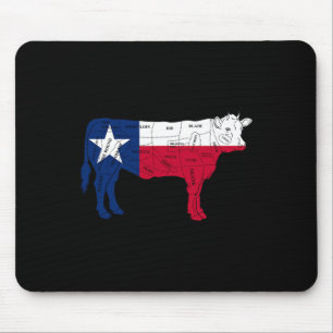 Texas Flag Bbq Beef Butcher Cuts Rbecue - Texan Bu Mouse Mat