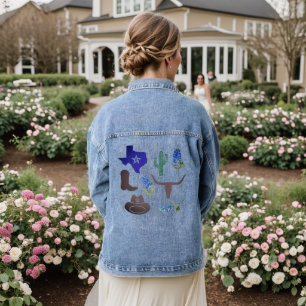 Texas Flag Bluebonnets flowers Denim Jacket